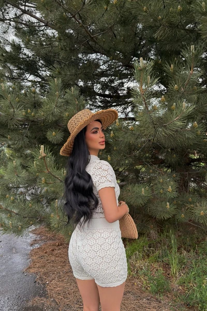 Taş Düğmeli Triko İkili Takım