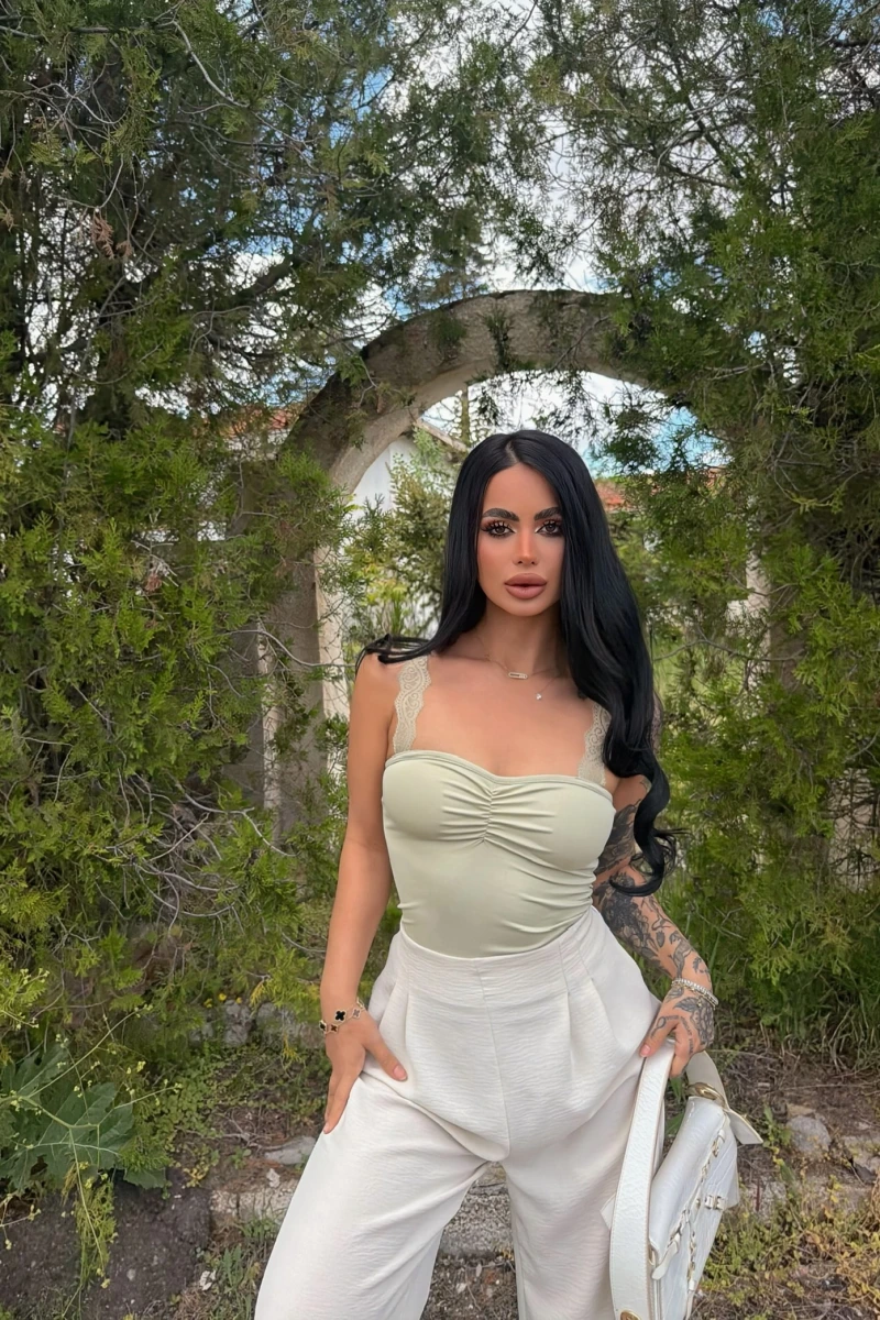 Mint Güpür Askılı Crop