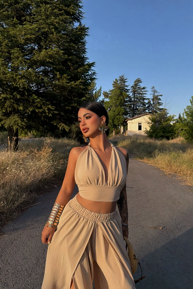 Bej Yırtmaçlı Sahra Takım
