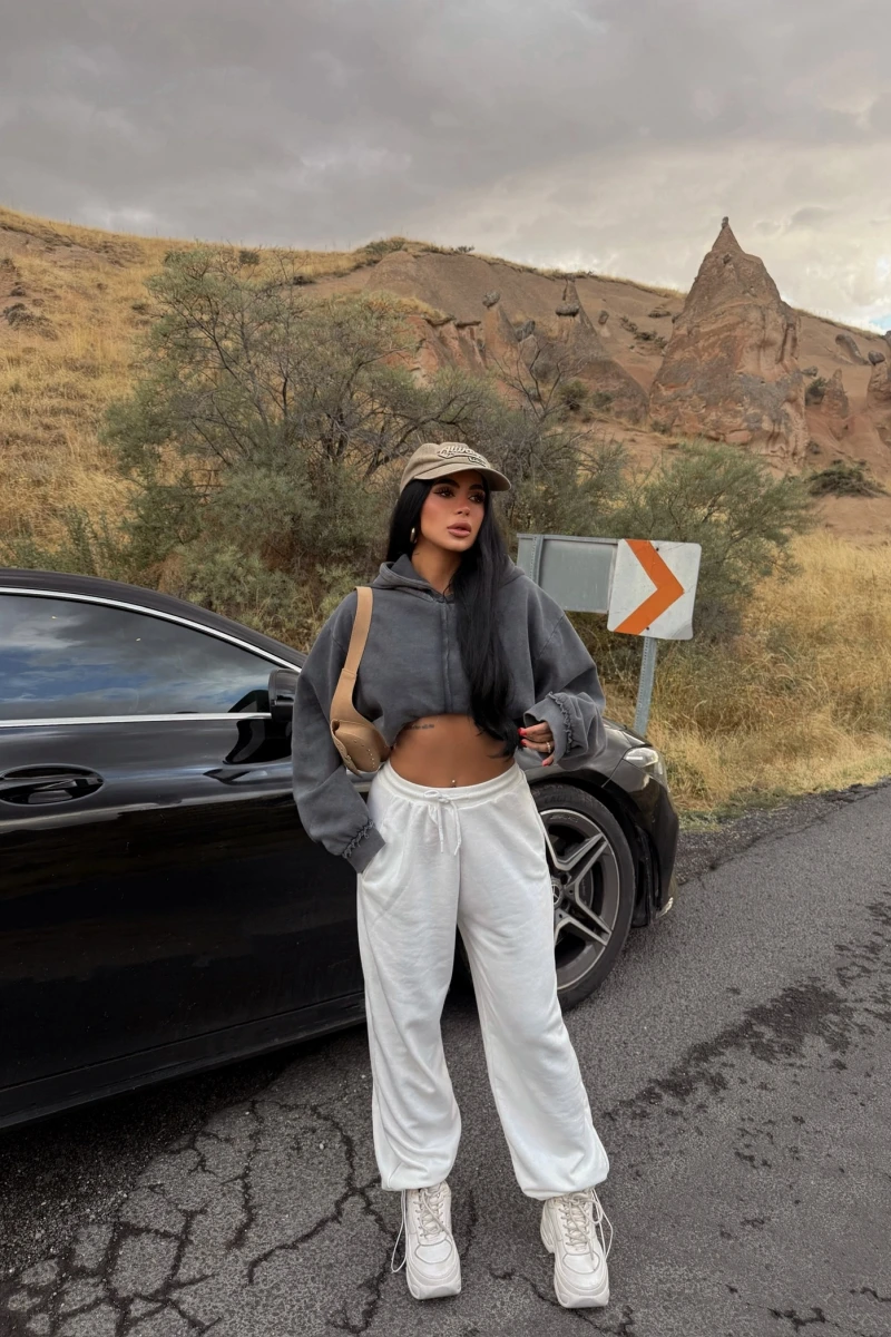 Beyaz Flow Jogger Eşofman Altı