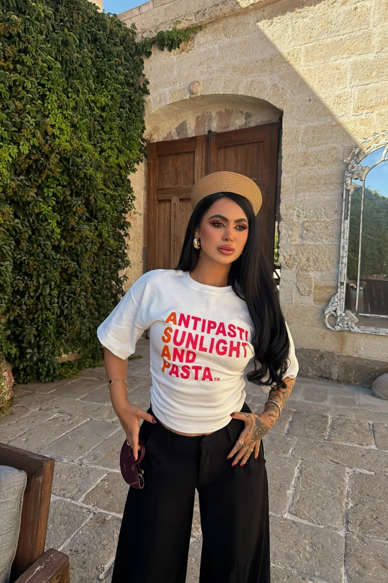 Beyaz Summer Korseli Tişört