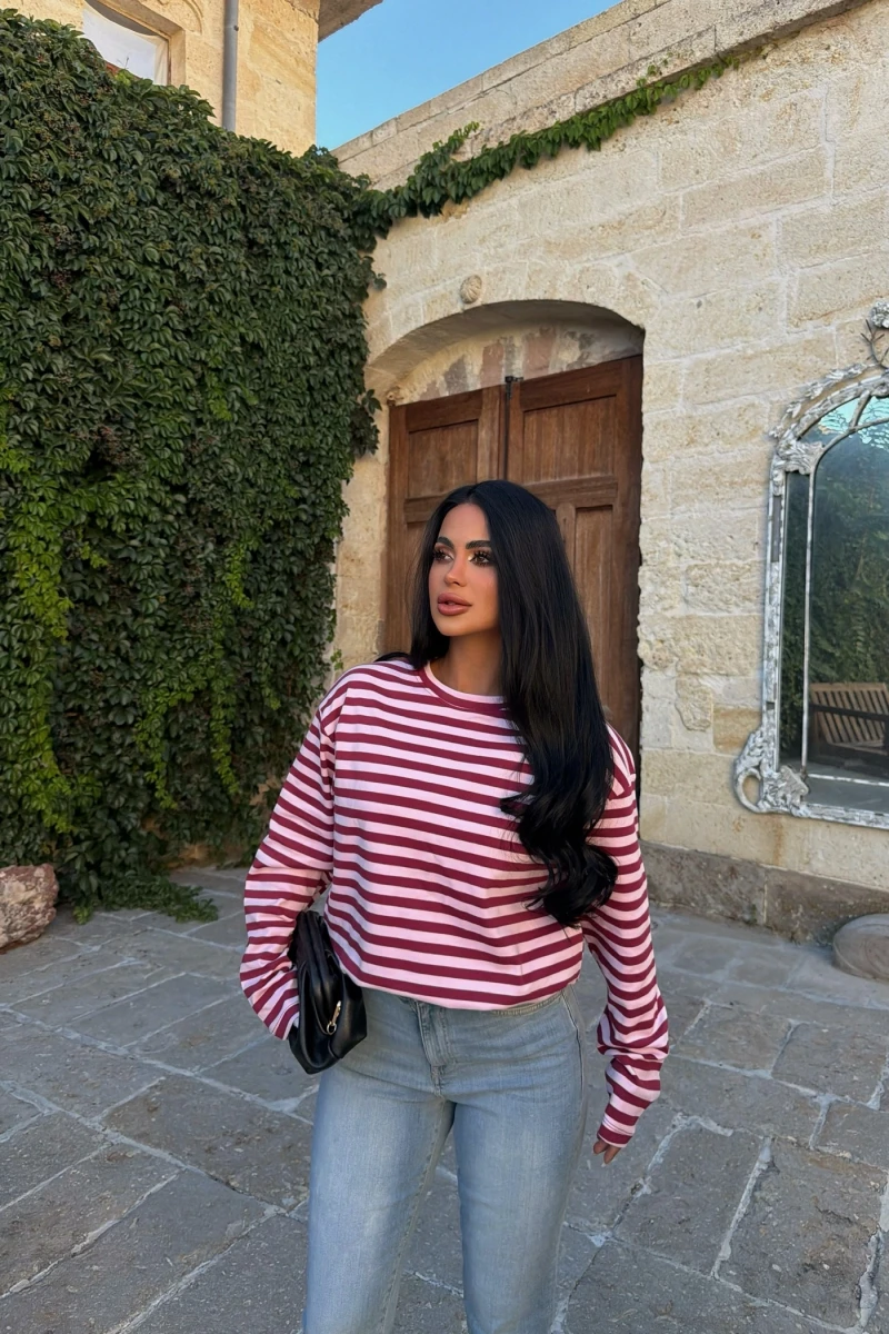 Bordo Stripe Oversize Sweatshirt