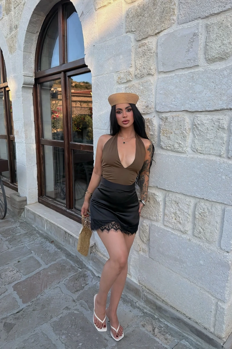 Dantelli Saten Şort Etek