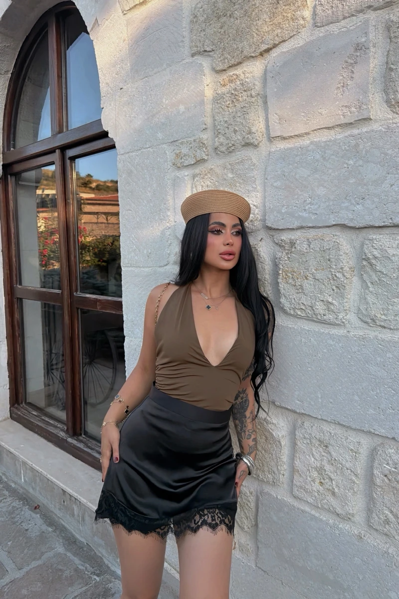 Dantelli Saten Şort Etek