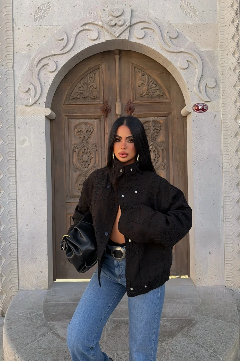 Gabardin Nakışlı Ceket