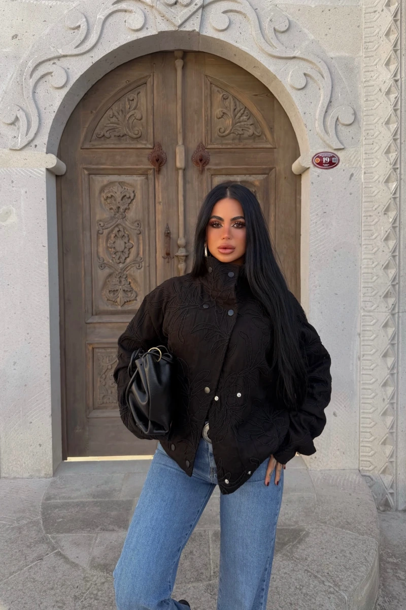 Gabardin Nakışlı Ceket