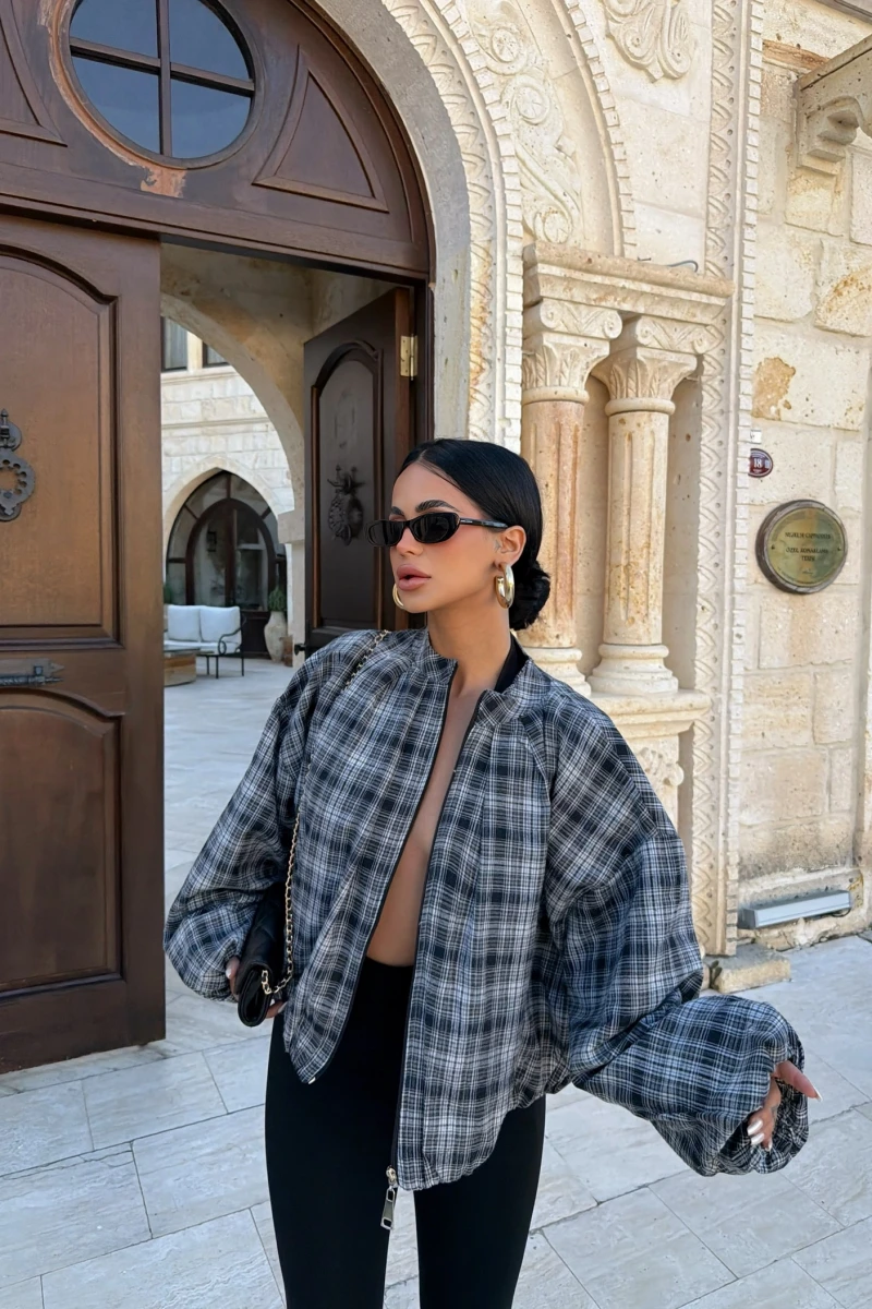Gri Ekose Bomber Mont