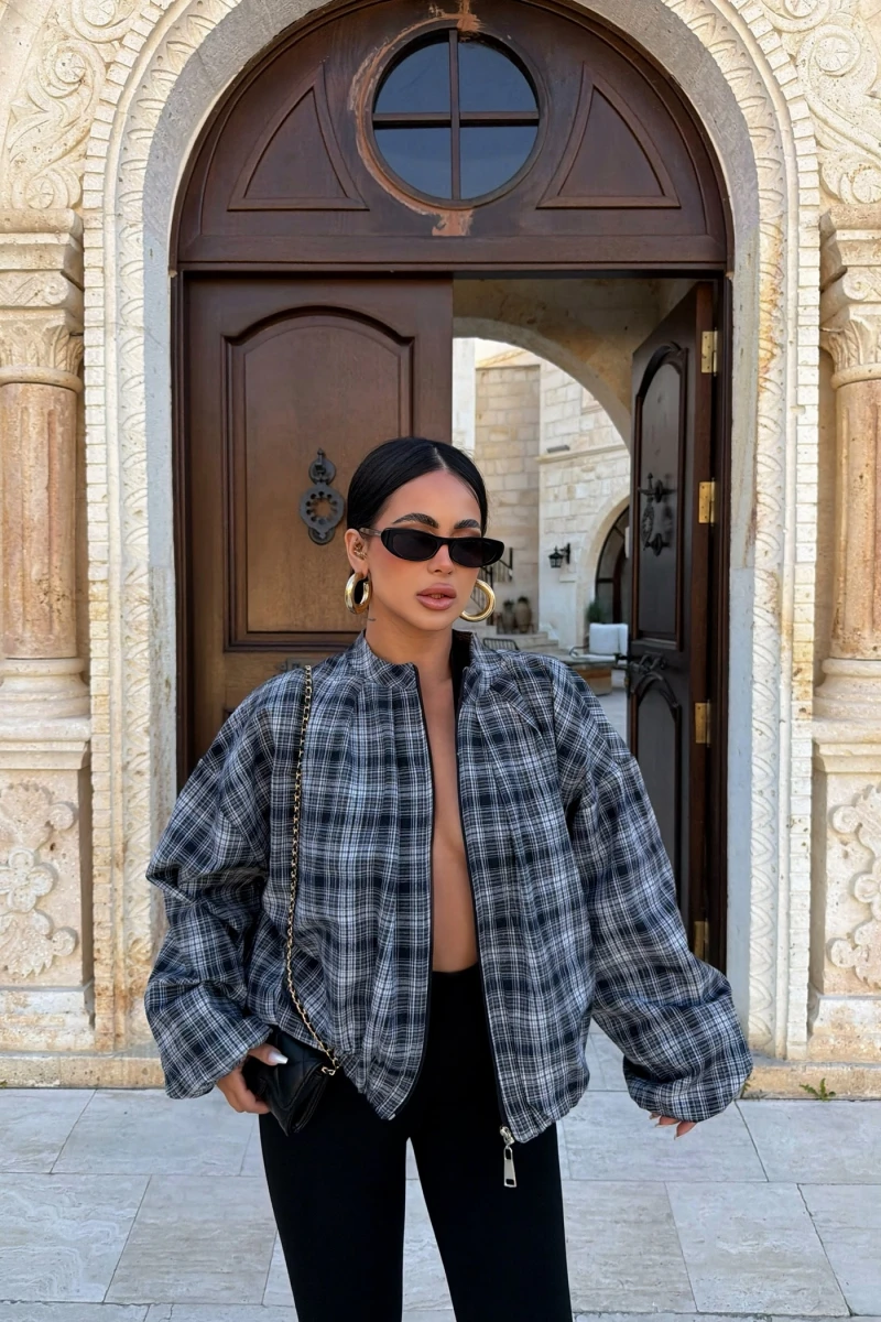 Gri Ekose Bomber Mont
