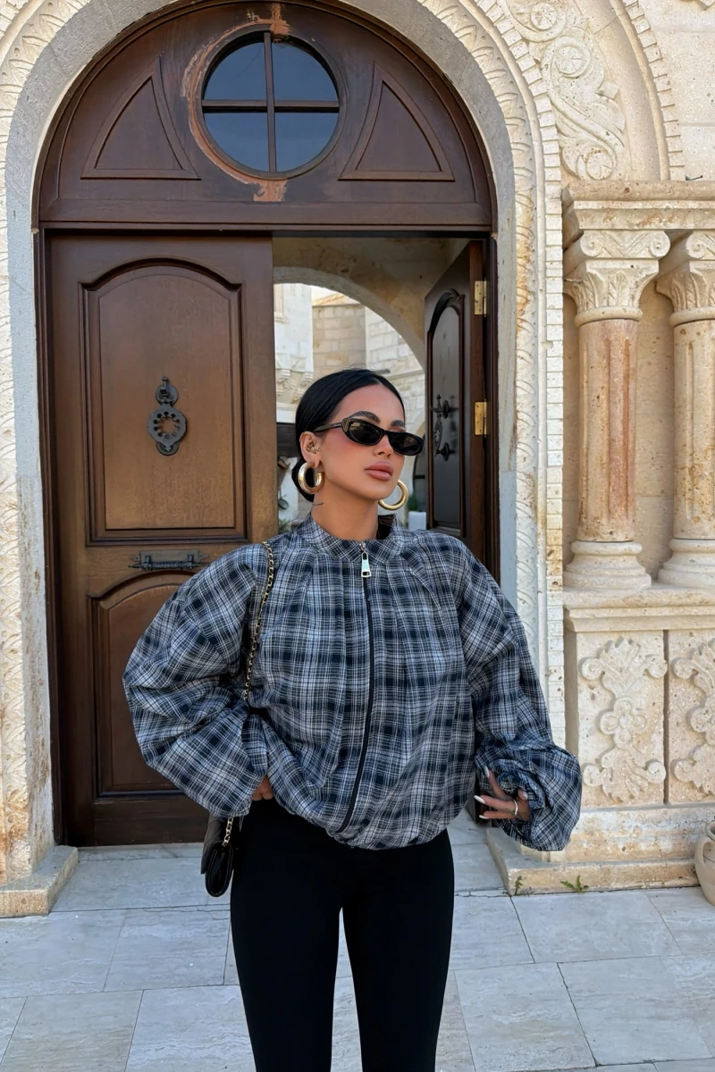 Gri Ekose Bomber Mont