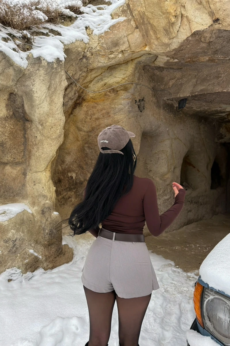 Gri Pileli Viskon Şort Etek