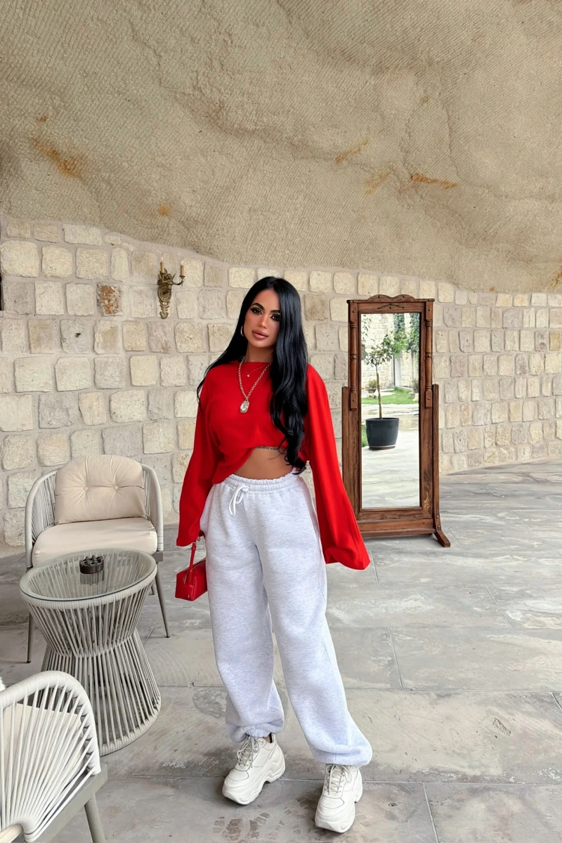 Gri Soft Baggy Eşofman Altı