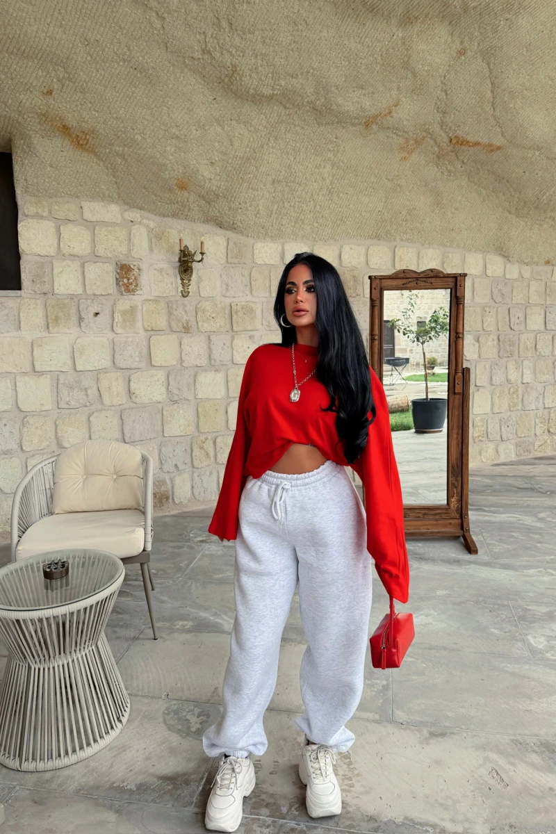 Gri Soft Baggy Eşofman Altı