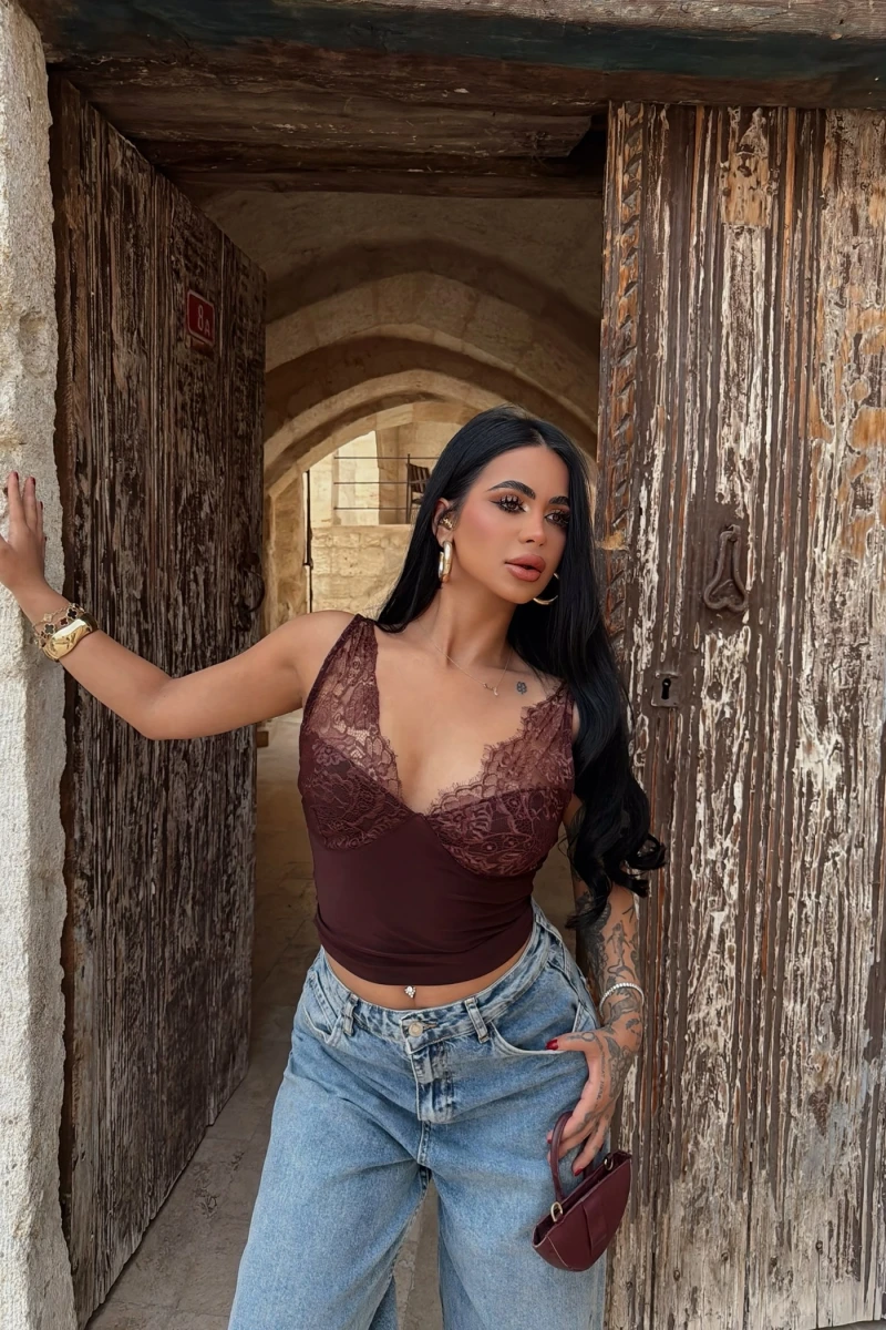 Kahve Güpürlü Sandy Bralet