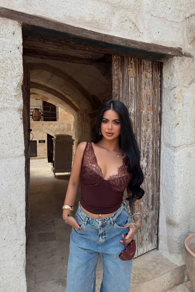 Kahve Güpürlü Sandy Bralet