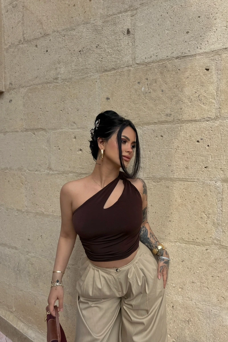 Kahve Omuz Burgulu Basic Crop