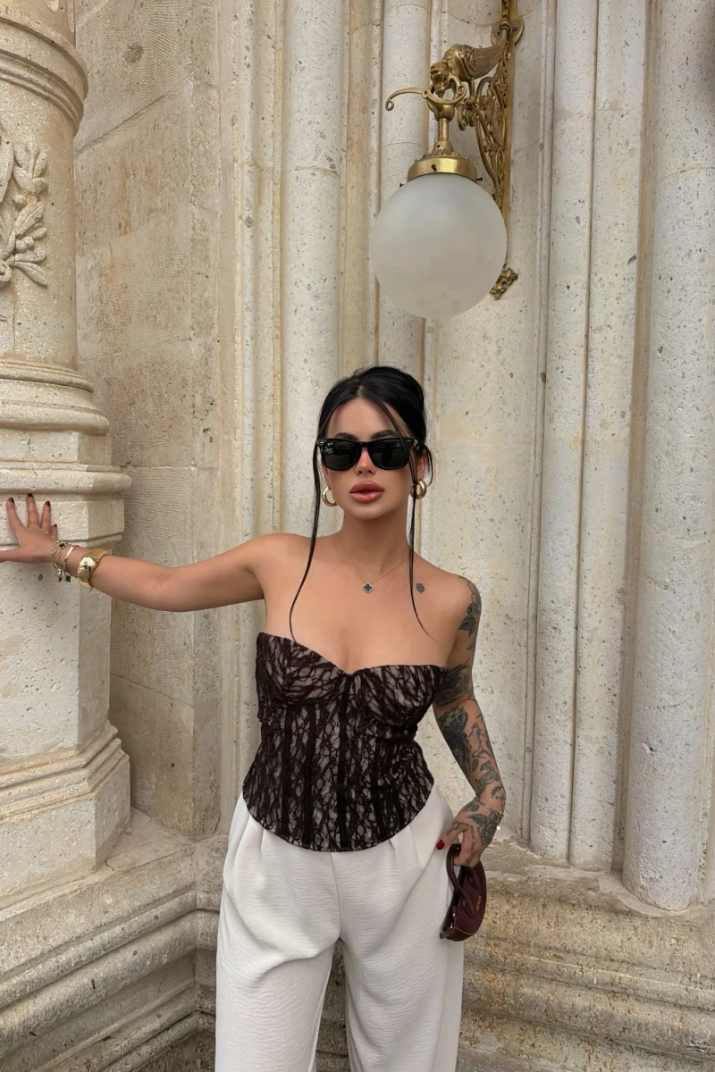 Kahve Slay Lace Korse