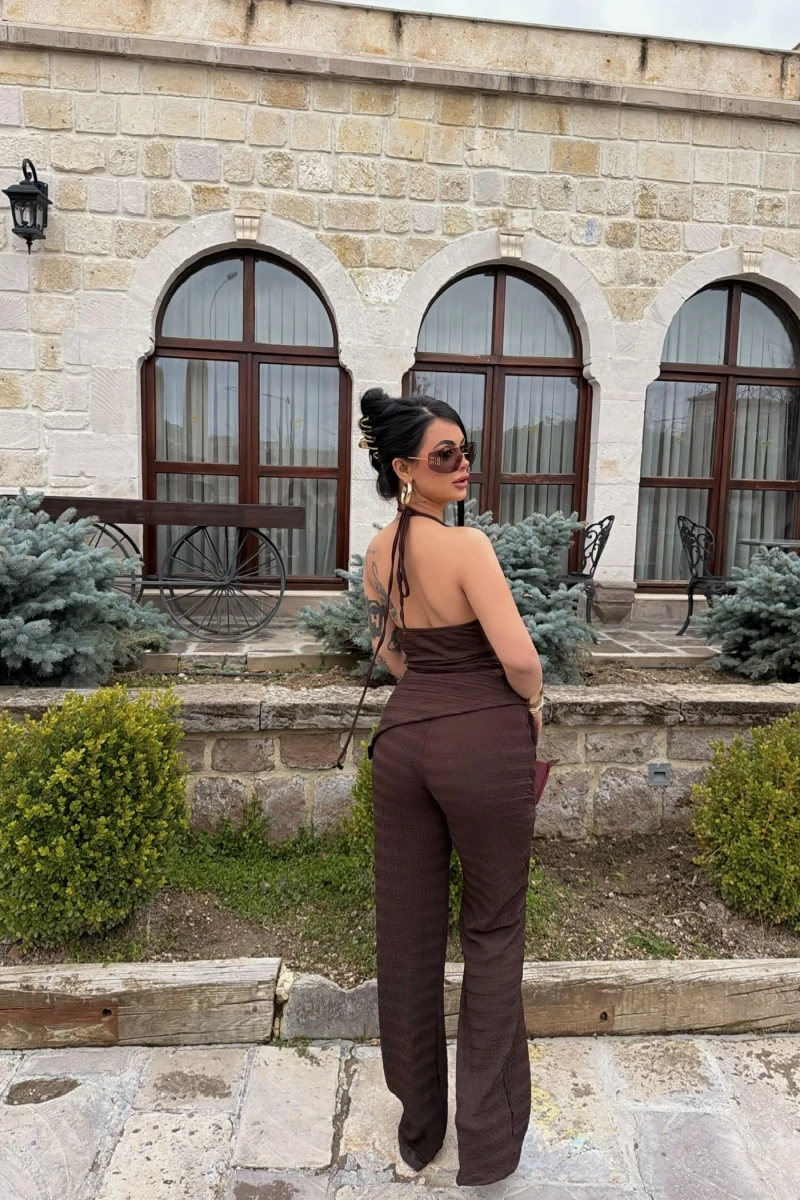 Kahve Vera Yaka Aksesuarlı Takım