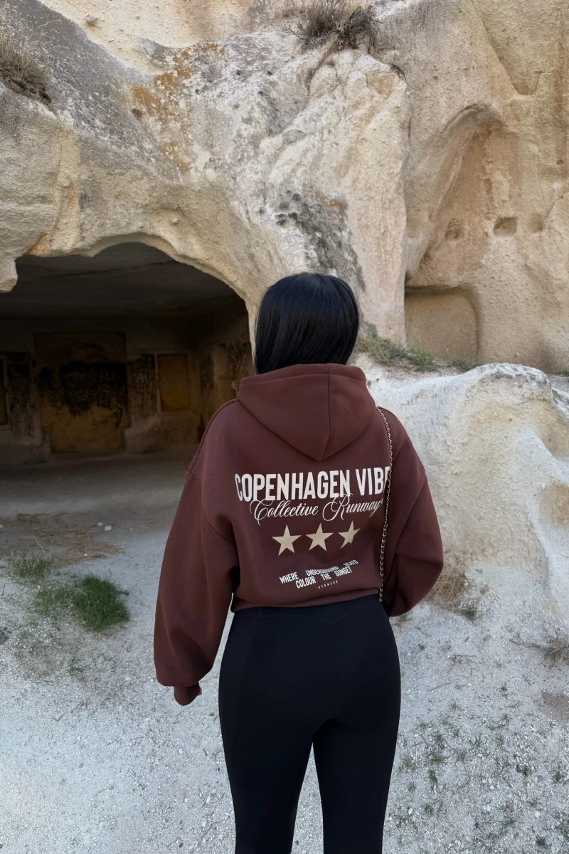 Kahve Vibes Sırt Baskı Sweat