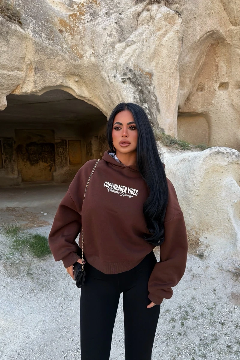 Kahve Vibes Sırt Baskı Sweat