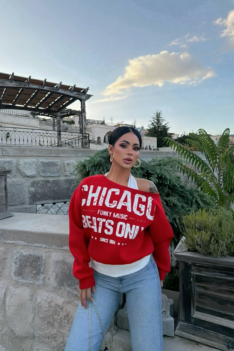 Kırmızı Chicago İki Parça Sweat