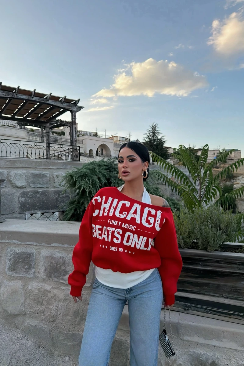 Kırmızı Chicago İki Parça Sweat