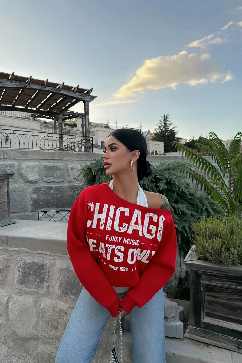 Kırmızı Chicago İki Parça Sweat