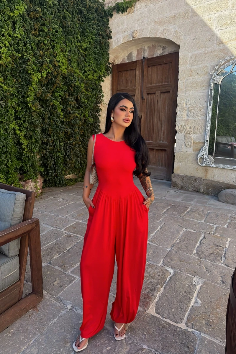 Kırmızı Liora Kolsuz Palazzo Tulum