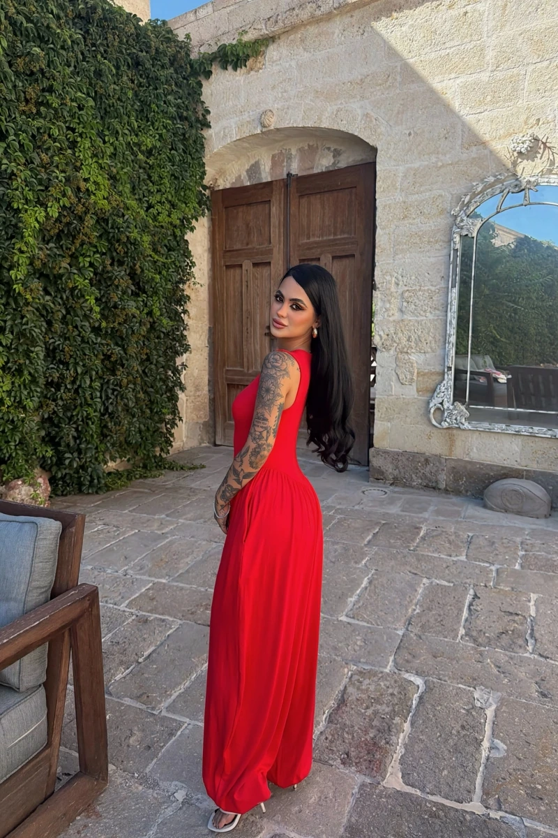 Kırmızı Liora Kolsuz Palazzo Tulum
