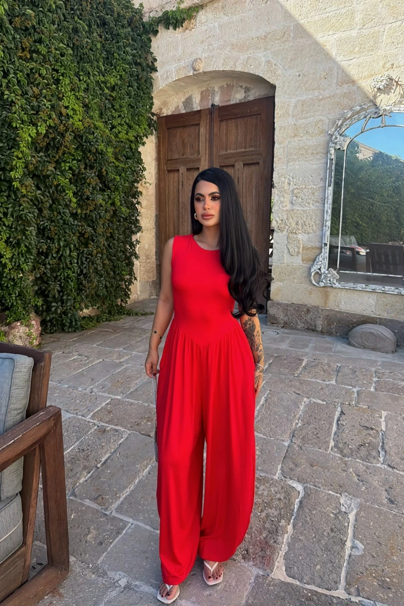 Kırmızı Liora Kolsuz Palazzo Tulum