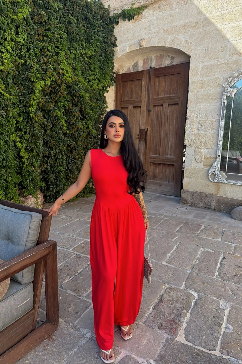 Kırmızı Liora Kolsuz Palazzo Tulum