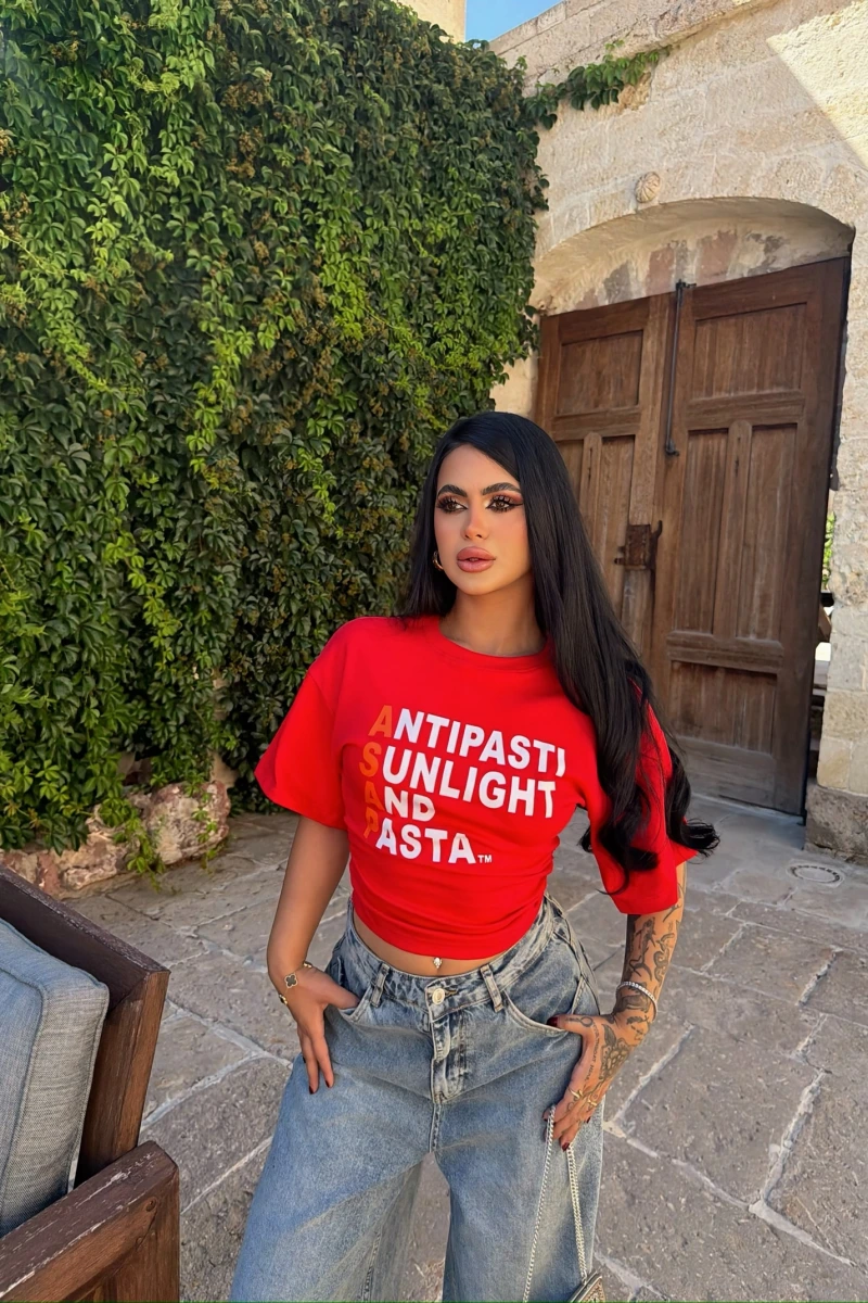 Kırmızı Summer Korseli Tişört