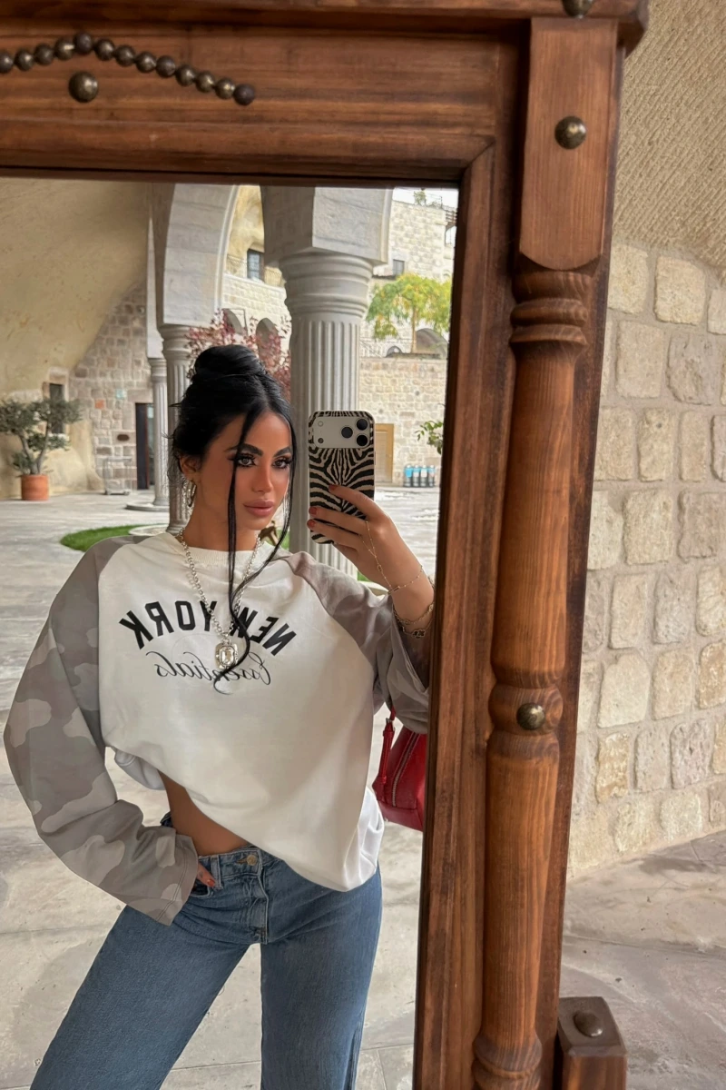 Kolları Kamuflaj Ny Sweat