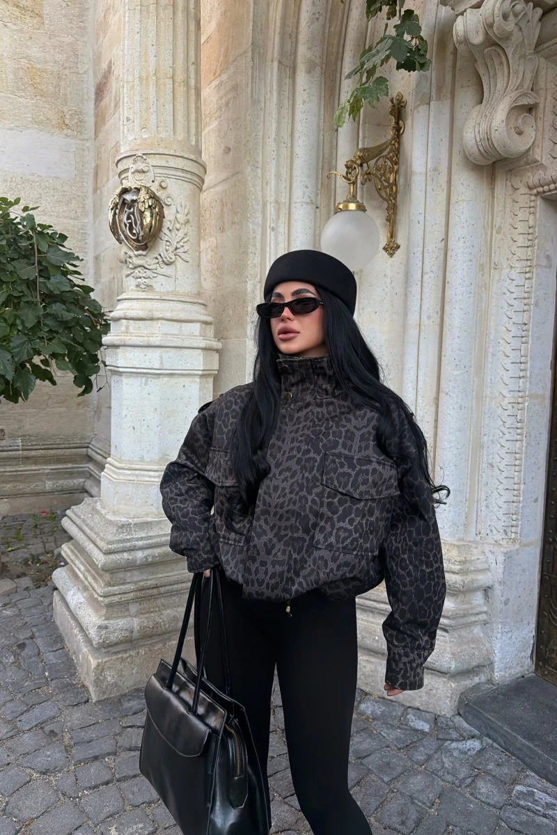 Leopar Oversize Denim Ceket