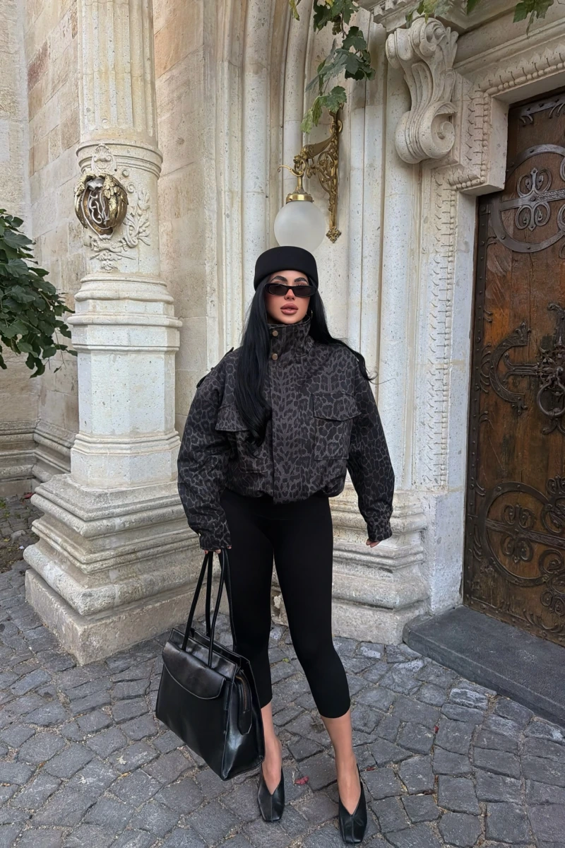 Leopar Oversize Denim Ceket
