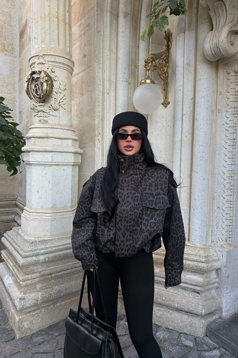 Leopar Oversize Denim Ceket