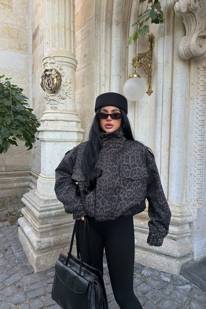Leopar Oversize Denim Ceket