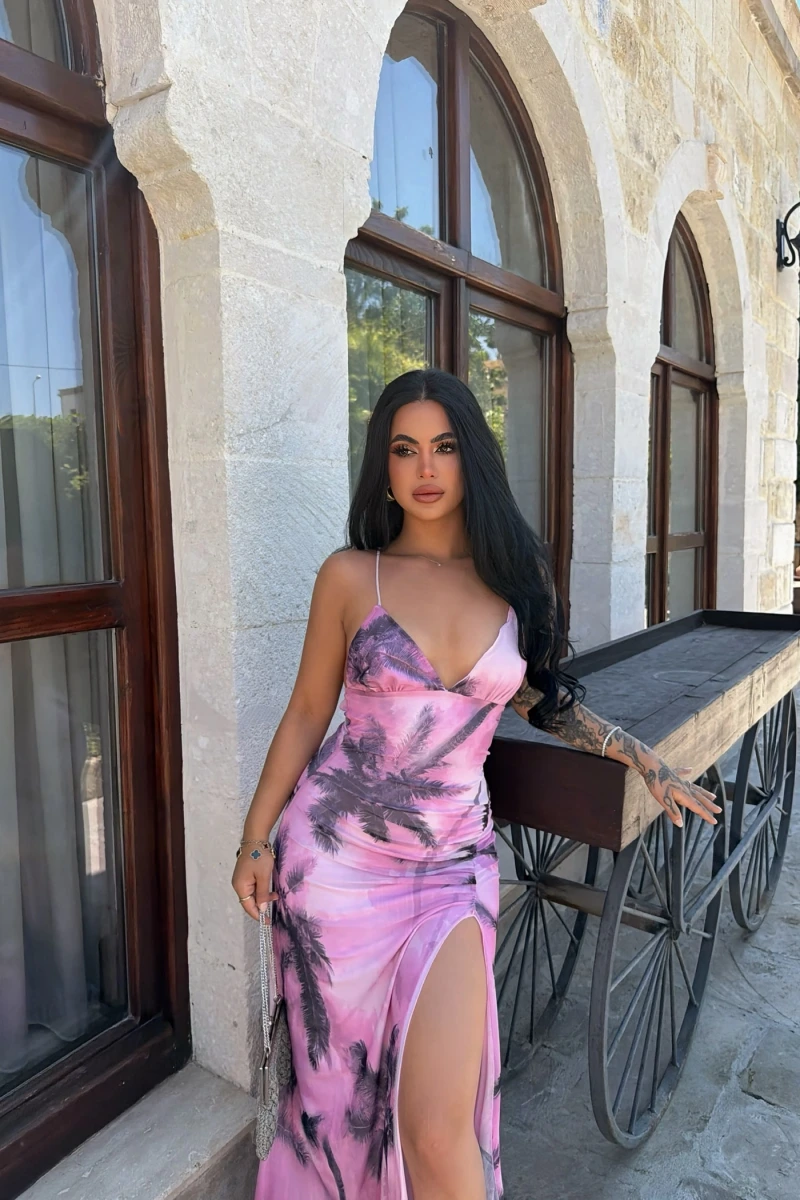 Lila Sunset Sırt Çapraz Elbise