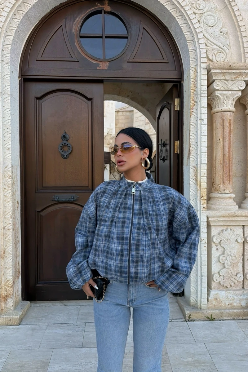 Mavi Ekose Bomber Mont