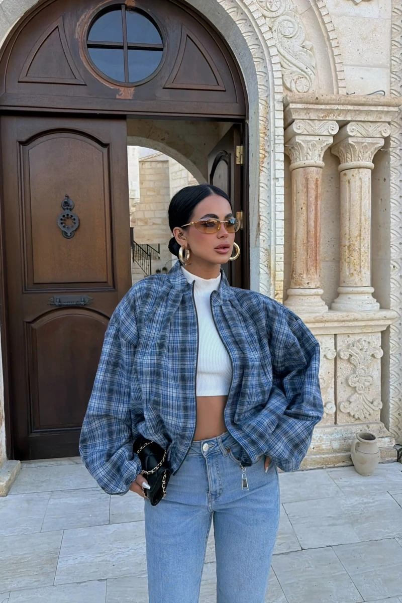 Mavi Ekose Bomber Mont