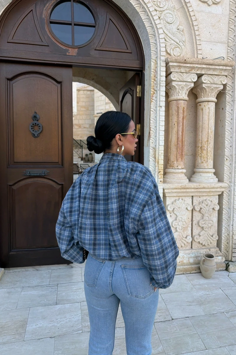 Mavi Ekose Bomber Mont