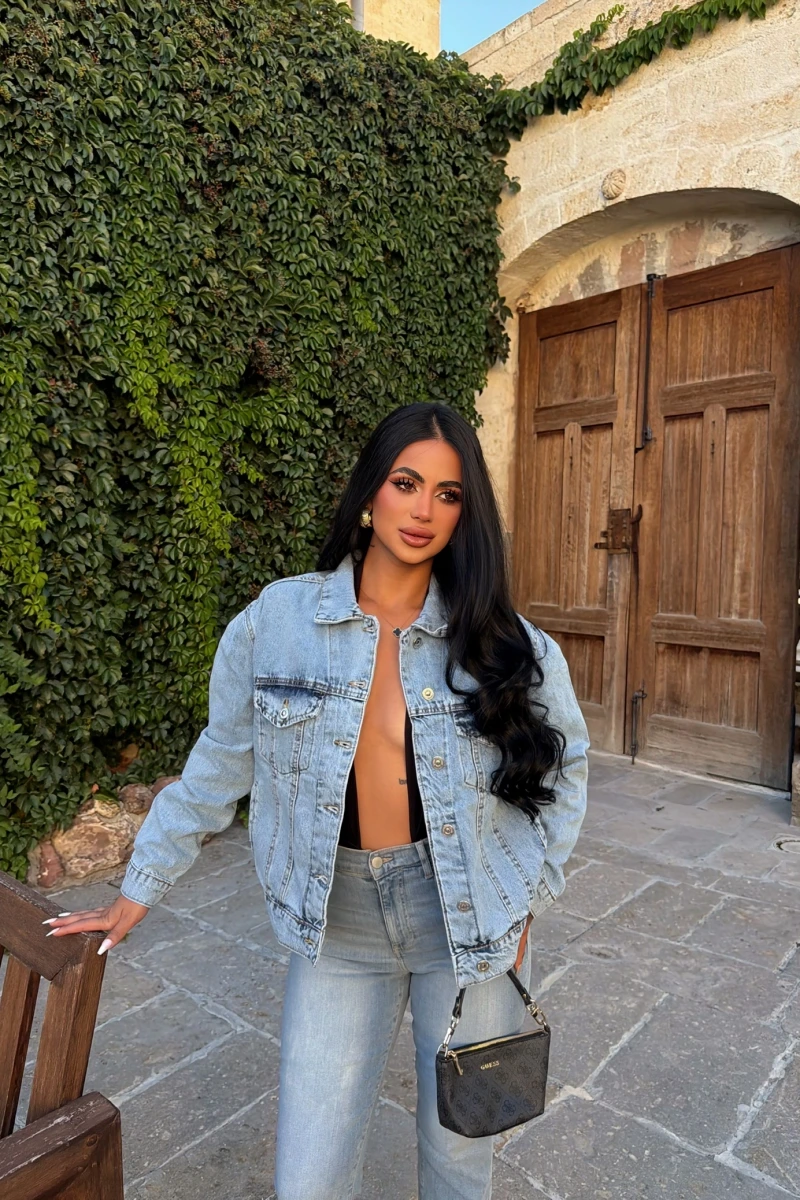 Mavi Tiger Sırt Nakışlı Denim Ceket