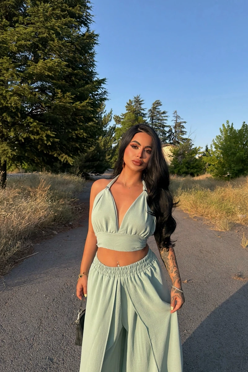 Mint Yırtmaçlı Sahra Takım