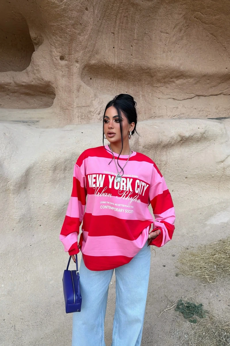 Pembe Dreams Çizgili Sweat