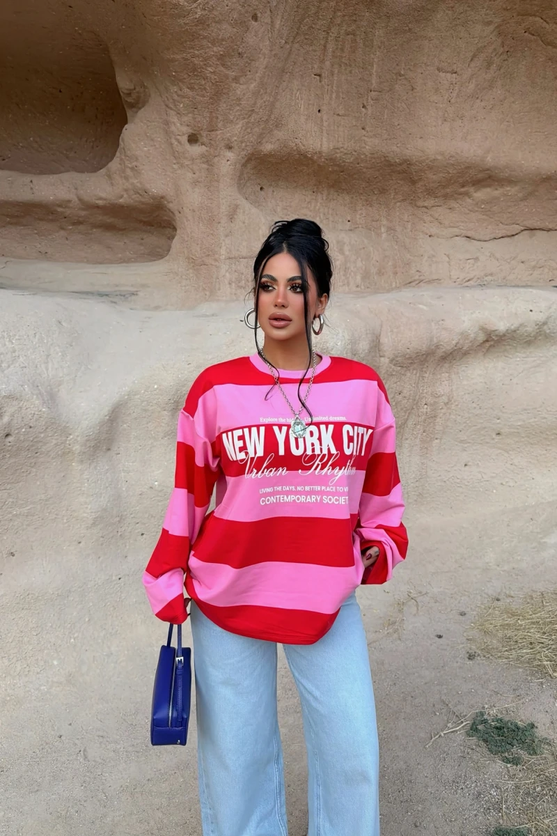 Pembe Dreams Çizgili Sweat