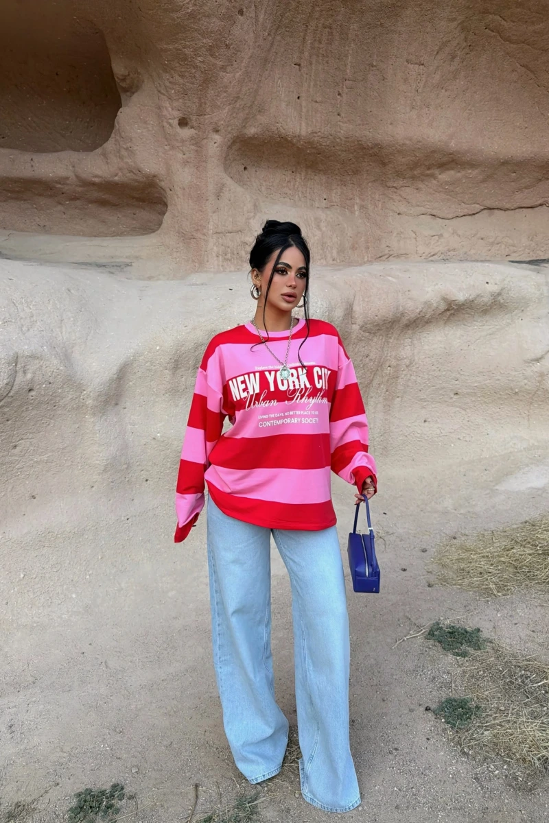 Pembe Dreams Çizgili Sweat
