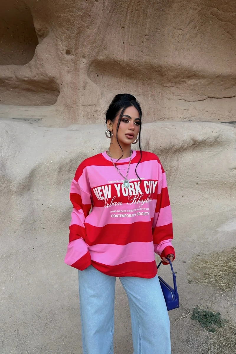 Pembe Dreams Çizgili Sweat