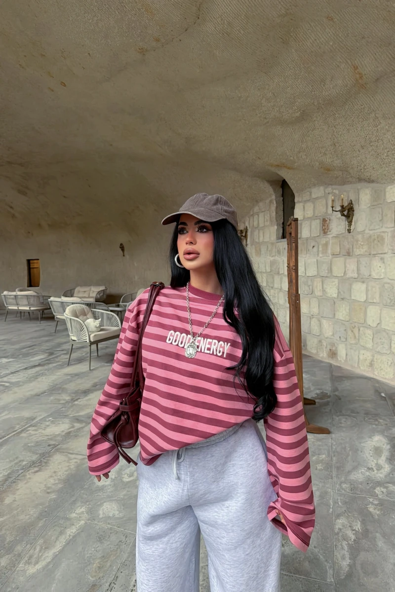 Pembe Energy Çizgili Sweat