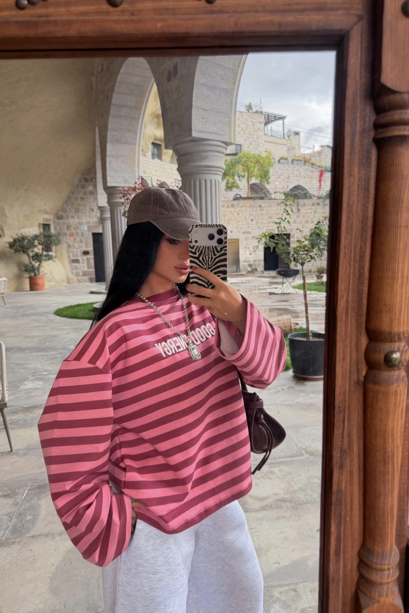Pembe Energy Çizgili Sweat
