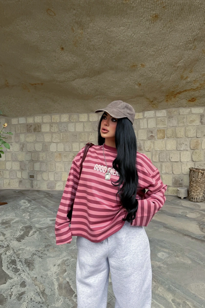 Pembe Energy Çizgili Sweat