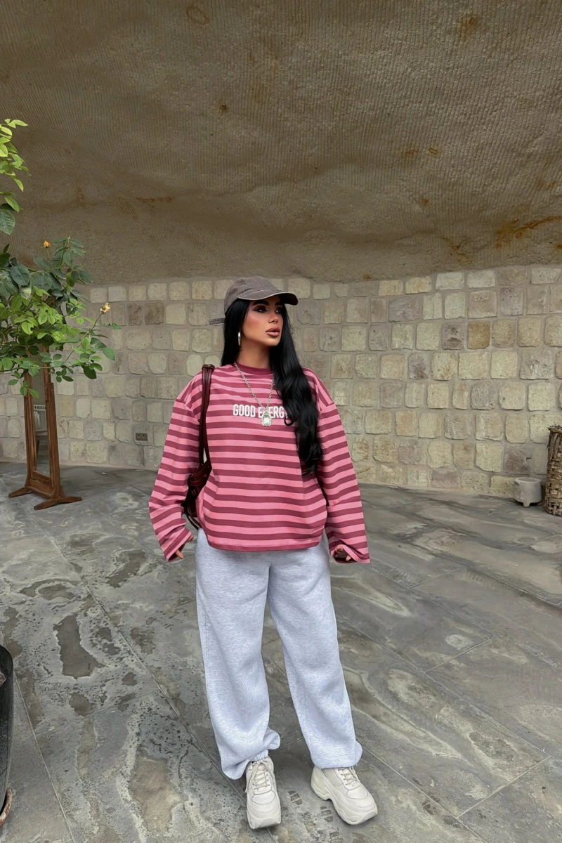 Pembe Energy Çizgili Sweat